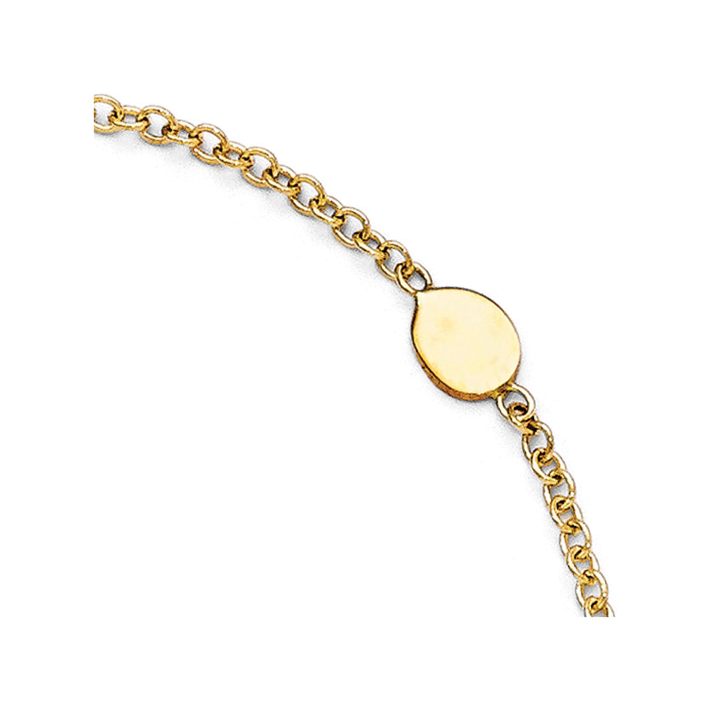 Alternate view of the 14k Yellow Gold Polished Oval Disc Anklet, 10-11 Inch by The Black Bow Jewelry Co.