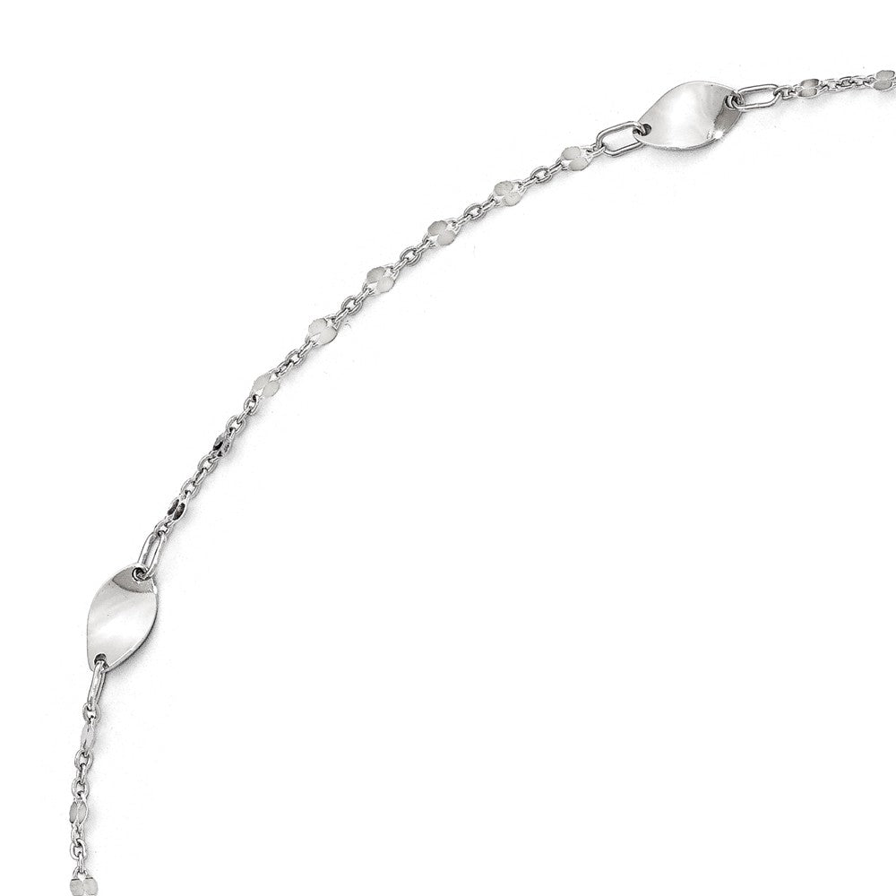 14k White Gold Polished Oval Station Anklet, 10-11 Inch, Item A8649 by The Black Bow Jewelry Co.