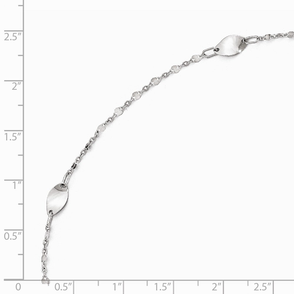 Alternate view of the 14k White Gold Polished Oval Station Anklet, 10-11 Inch by The Black Bow Jewelry Co.