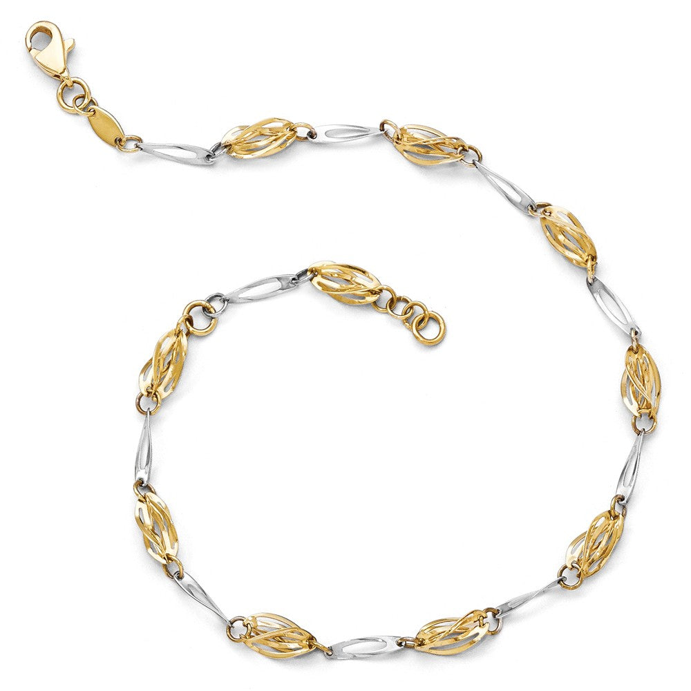 Alternate view of the 14k Two Tone Gold 5mm Polished Fancy Twisted Link Anklet, 10 Inch by The Black Bow Jewelry Co.