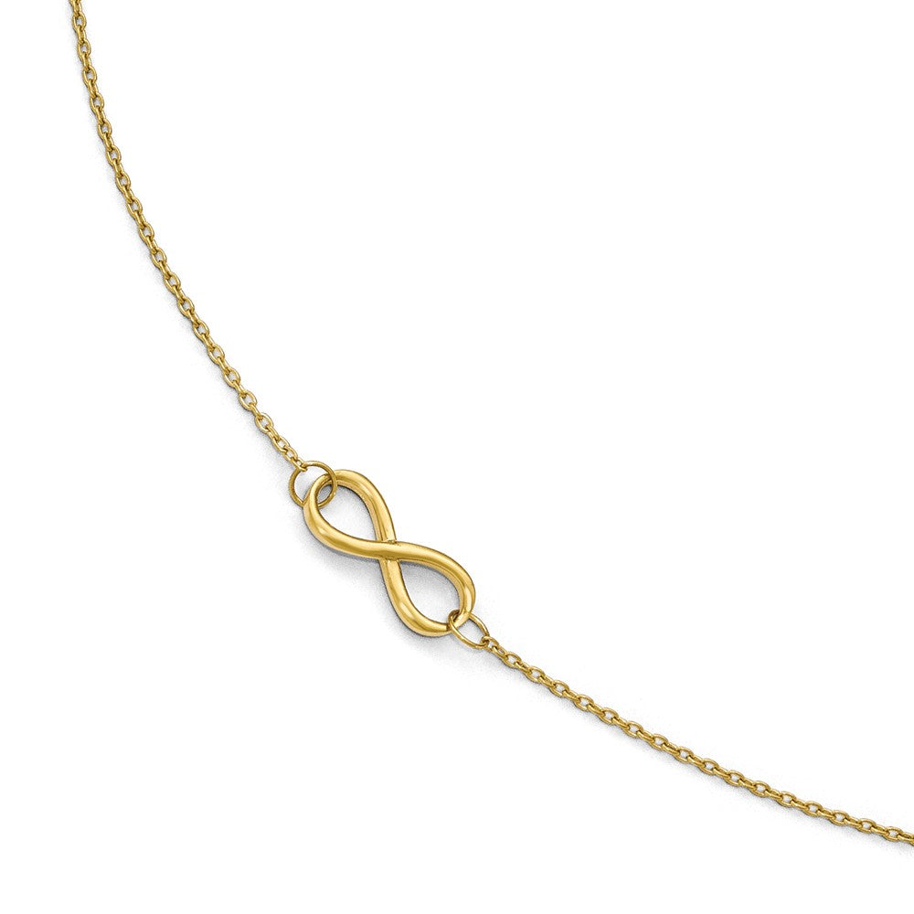 14k Yellow Gold Polished Infinity Station Anklet, 9-10 Inch, Item A8671 by The Black Bow Jewelry Co.