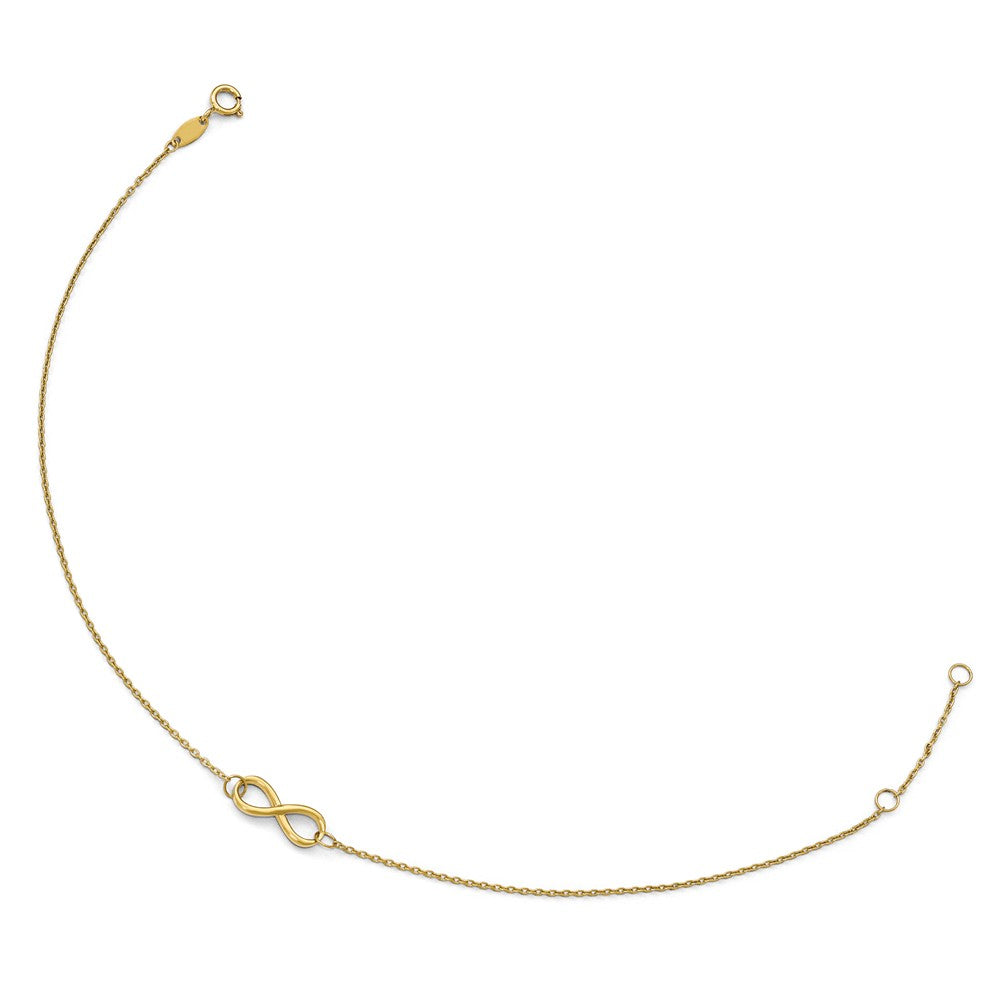 Alternate view of the 14k Yellow Gold Polished Infinity Station Anklet, 9-10 Inch by The Black Bow Jewelry Co.