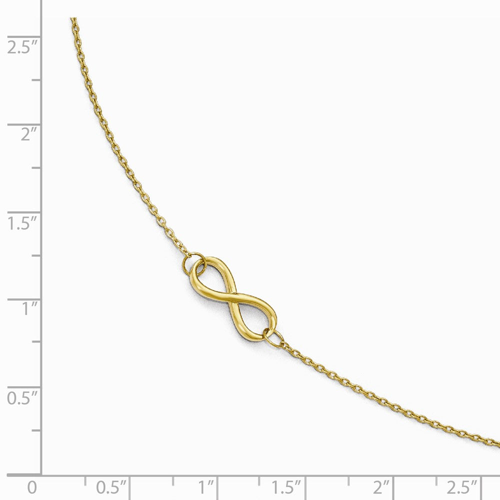 Alternate view of the 14k Yellow Gold Polished Infinity Station Anklet, 9-10 Inch by The Black Bow Jewelry Co.