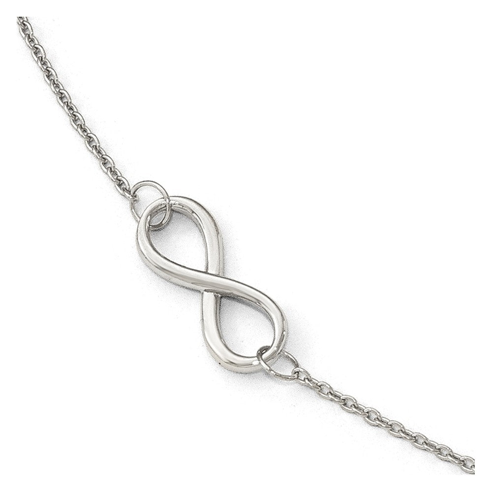 14k White Gold Polished Infinity Station Anklet, 9-10 Inch, Item A8672 by The Black Bow Jewelry Co.