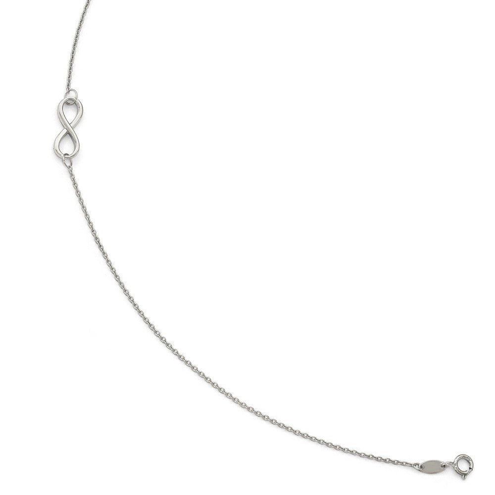 Alternate view of the 14k White Gold Polished Infinity Station Anklet, 9-10 Inch by The Black Bow Jewelry Co.
