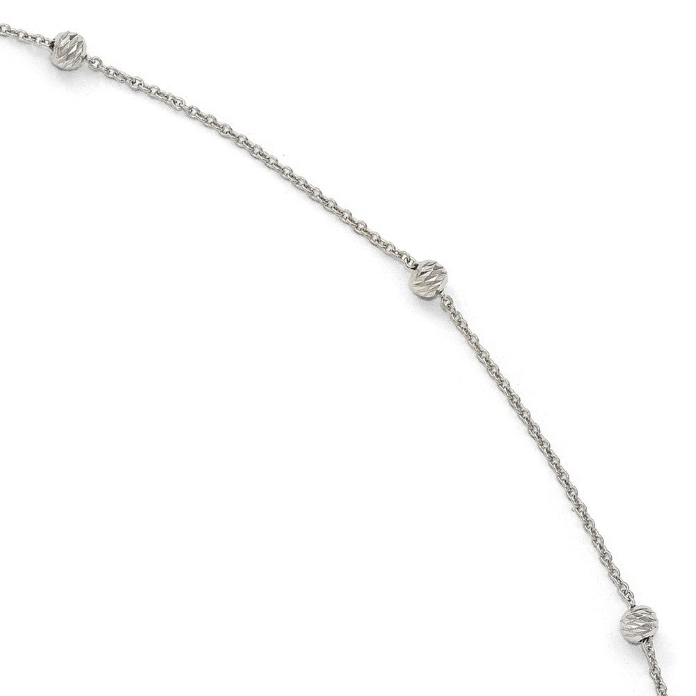 14k White Gold Diamond-Cut Beaded Cable Chain Anklet, 10-11 Inch, Item A8675 by The Black Bow Jewelry Co.