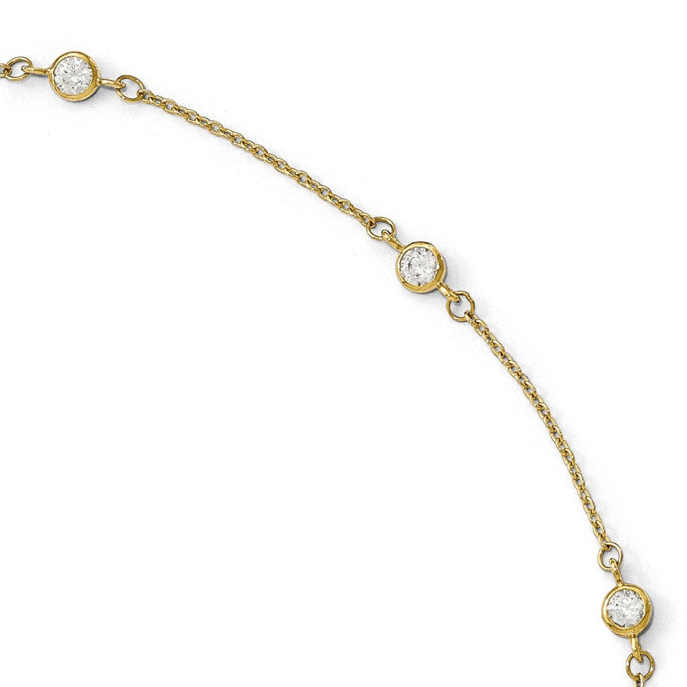 14k Yellow Gold and Cubic Zirconia Station Anklet, 9-10 Inch, Item A8677 by The Black Bow Jewelry Co.