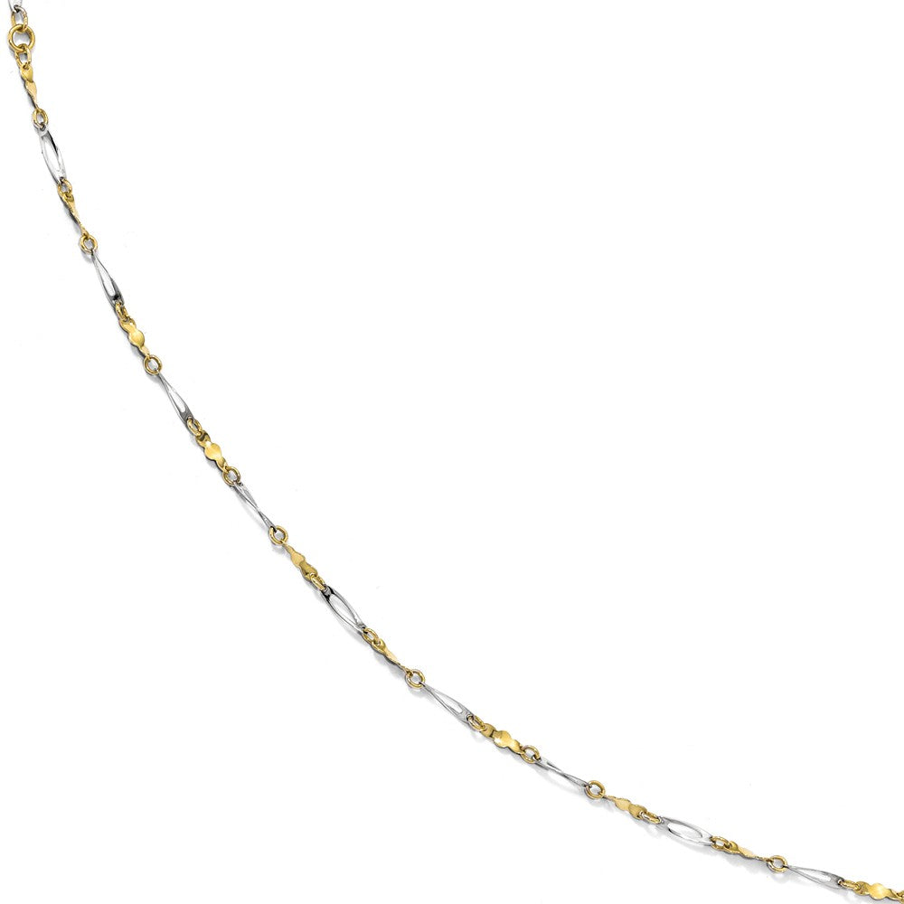 10k Two Tone Gold Polished 2.5mm Fancy Link Anklet, 9-10 Inch, Item A8694 by The Black Bow Jewelry Co.