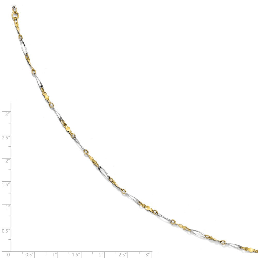 Alternate view of the 10k Two Tone Gold Polished 2.5mm Fancy Link Anklet, 9-10 Inch by The Black Bow Jewelry Co.