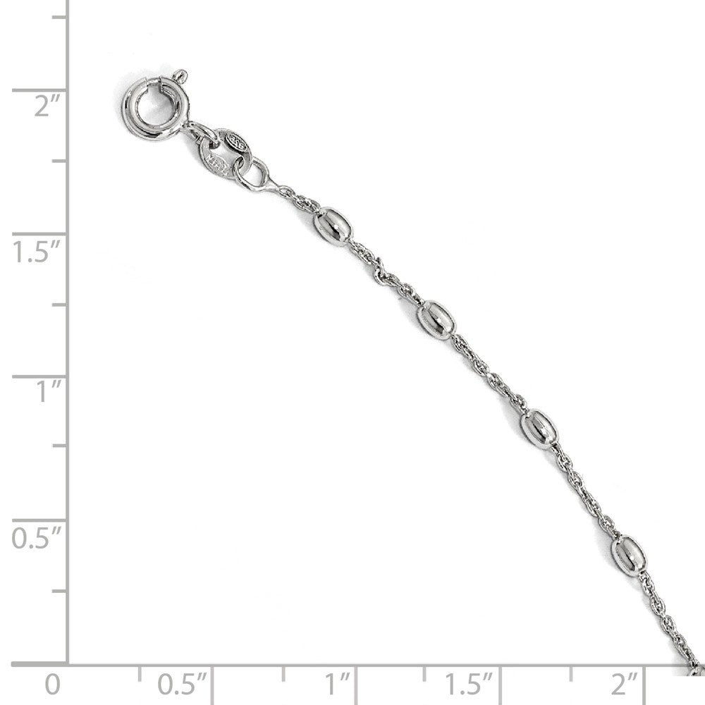 Alternate view of the Sterling Silver Polished 2.6mm Beaded Cable Chain Anklet, 9-10 Inch by The Black Bow Jewelry Co.