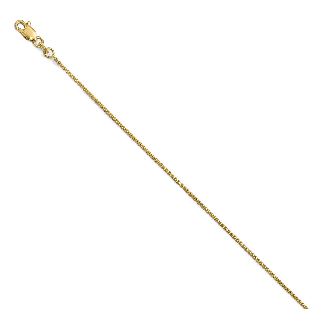 14k Yellow Gold 1mm Solid Diamond-Cut Spiga Chain Anklet, Item A8710 by The Black Bow Jewelry Co.