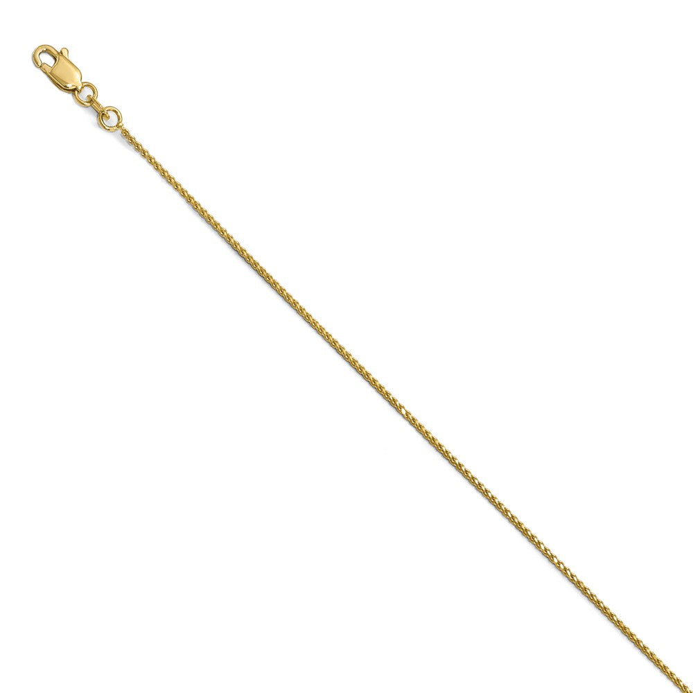 14k Yellow Gold 1mm Solid Diamond-Cut Spiga Chain Anklet
