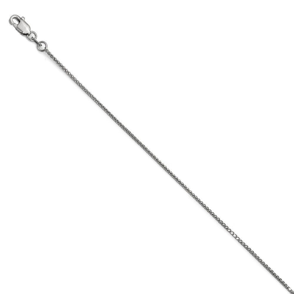 14K White Gold 1mm Solid Diamond-Cut Spiga Chain Anklet, Item A8711 by The Black Bow Jewelry Co.