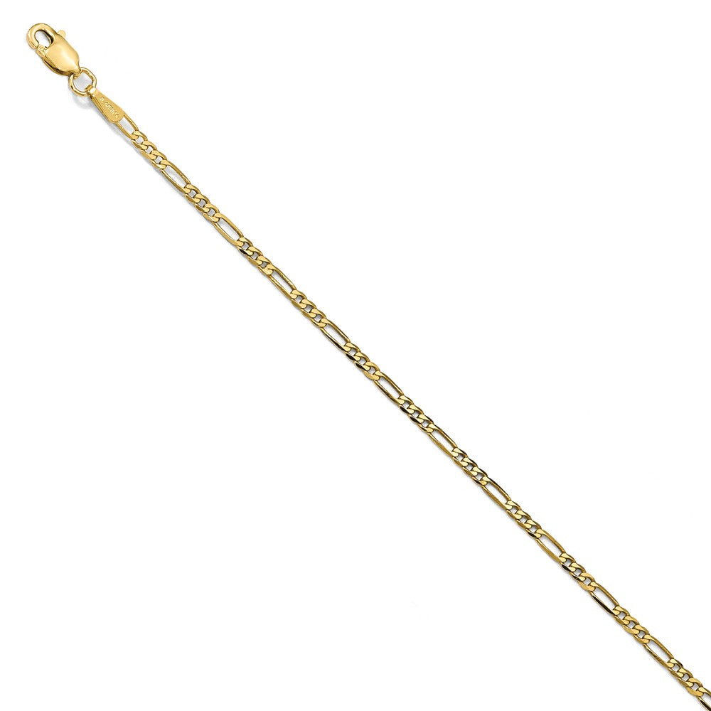 14k Yellow Gold 1.8mm Flat Figaro Chain Anklet, Item A8712 by The Black Bow Jewelry Co.