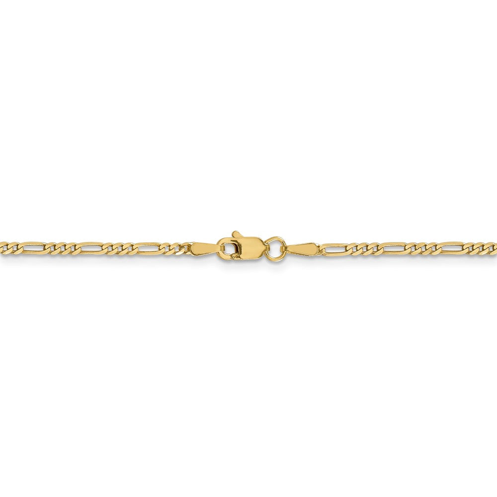 Alternate view of the 14k Yellow Gold 1.8mm Flat Figaro Chain Anklet by The Black Bow Jewelry Co.