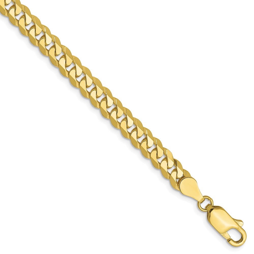 10k Yellow Gold 4.6mm Flat Beveled Curb Chain Anklet - 9 Inch, Item A8714 by The Black Bow Jewelry Co.
