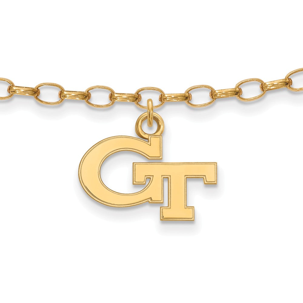 14k Gold Plated Silver Georgia Institute of Tech. Anklet 9 Inch, Item A8716 by The Black Bow Jewelry Co.