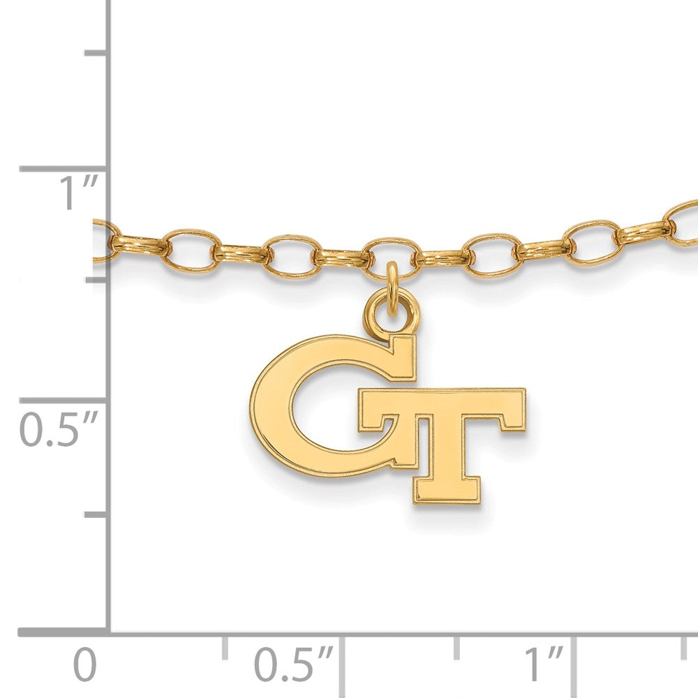 Alternate view of the 14k Gold Plated Silver Georgia Institute of Tech. Anklet 9 Inch by The Black Bow Jewelry Co.