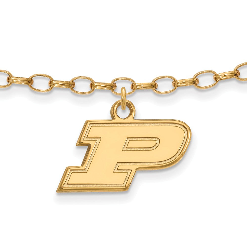 14k Gold Plated Sterling Silver Purdue P Dangle Anklet, 9 Inch, Item A8723 by The Black Bow Jewelry Co.
