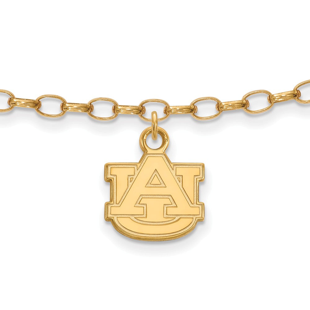 14k Gold Plated Sterling Silver Auburn University Anklet, 9 Inch, Item A8729 by The Black Bow Jewelry Co.