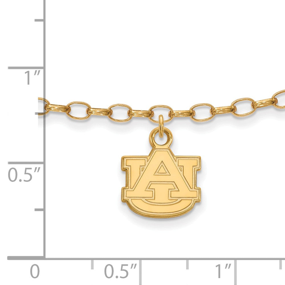 Alternate view of the 14k Gold Plated Sterling Silver Auburn University Anklet, 9 Inch by The Black Bow Jewelry Co.