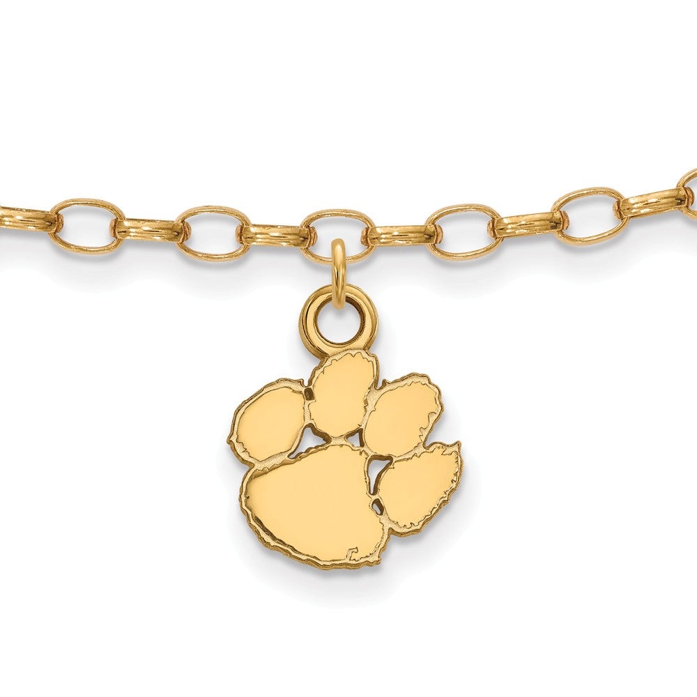 14k Gold Plated Sterling Silver Clemson University Anklet, 9 Inch, Item A8730 by The Black Bow Jewelry Co.