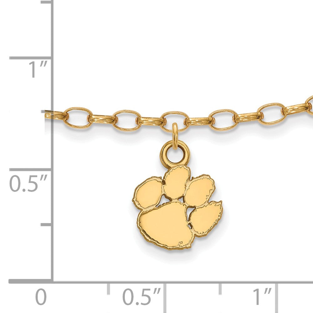 Alternate view of the 14k Gold Plated Sterling Silver Clemson University Anklet, 9 Inch by The Black Bow Jewelry Co.