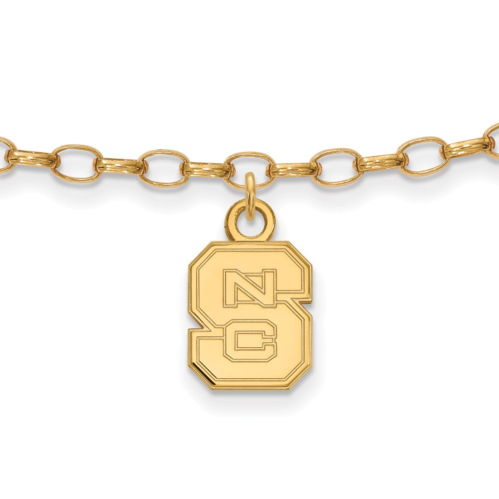 14k Gold Plated Silver North Carolina State Univ. Anklet, 9 Inch, Item A8736 by The Black Bow Jewelry Co.