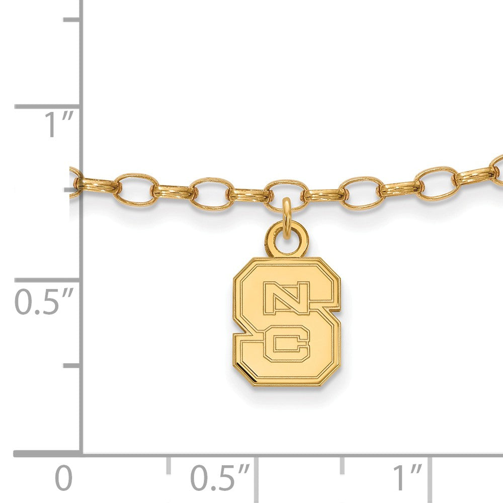 Alternate view of the 14k Gold Plated Silver North Carolina State Univ. Anklet, 9 Inch by The Black Bow Jewelry Co.