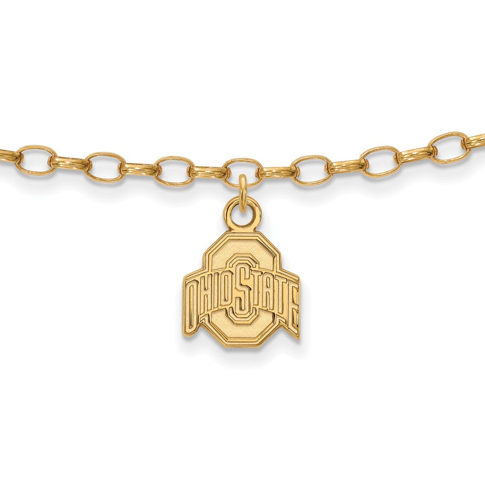 14k Gold Plated Sterling Silver Ohio State Univ. Anklet, 9 Inch, Item A8737 by The Black Bow Jewelry Co.
