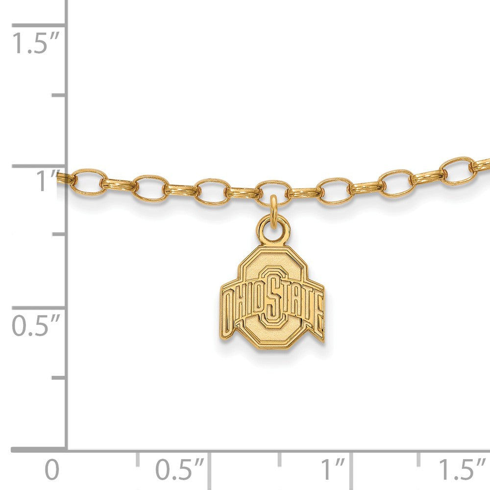 Alternate view of the 14k Gold Plated Sterling Silver Ohio State Univ. Anklet, 9 Inch by The Black Bow Jewelry Co.