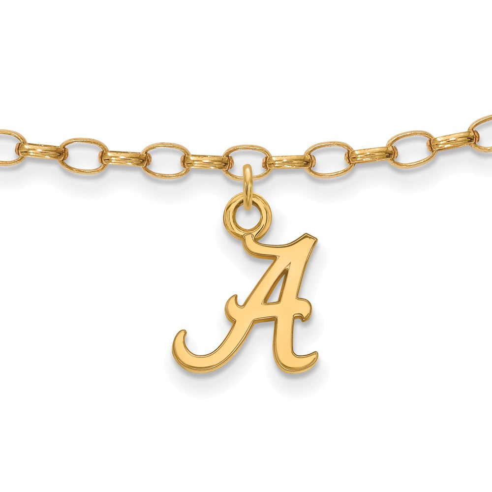 14k Gold Plated Sterling Silver Univ. of Alabama Anklet, 9 Inch, Item A8739 by The Black Bow Jewelry Co.