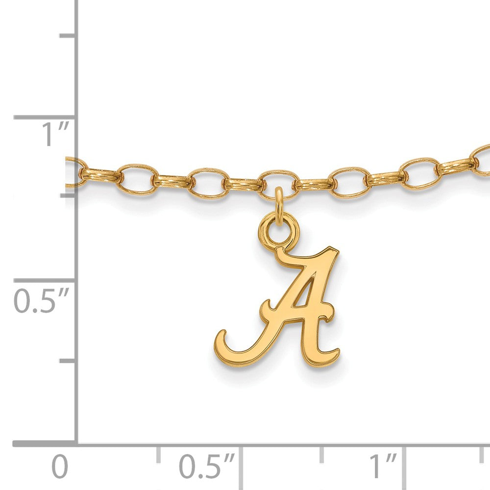 Alternate view of the 14k Gold Plated Sterling Silver Univ. of Alabama Anklet, 9 Inch by The Black Bow Jewelry Co.