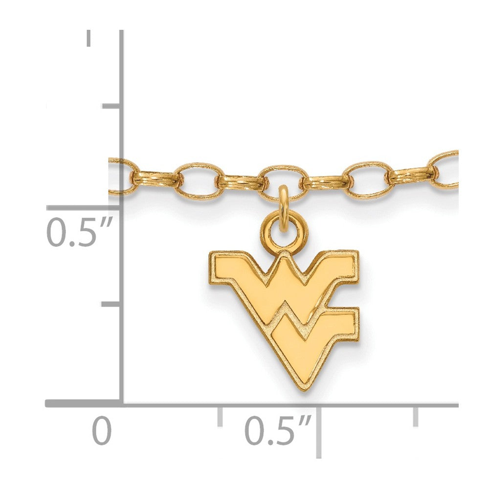 Alternate view of the 14k Gold Plated Silver West Virginia University Anklet, 9 Inch by The Black Bow Jewelry Co.