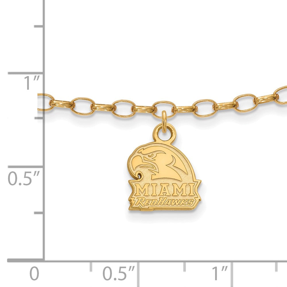 Alternate view of the 14k Gold Plated Silver Miami University Anklet, 9 Inch by The Black Bow Jewelry Co.