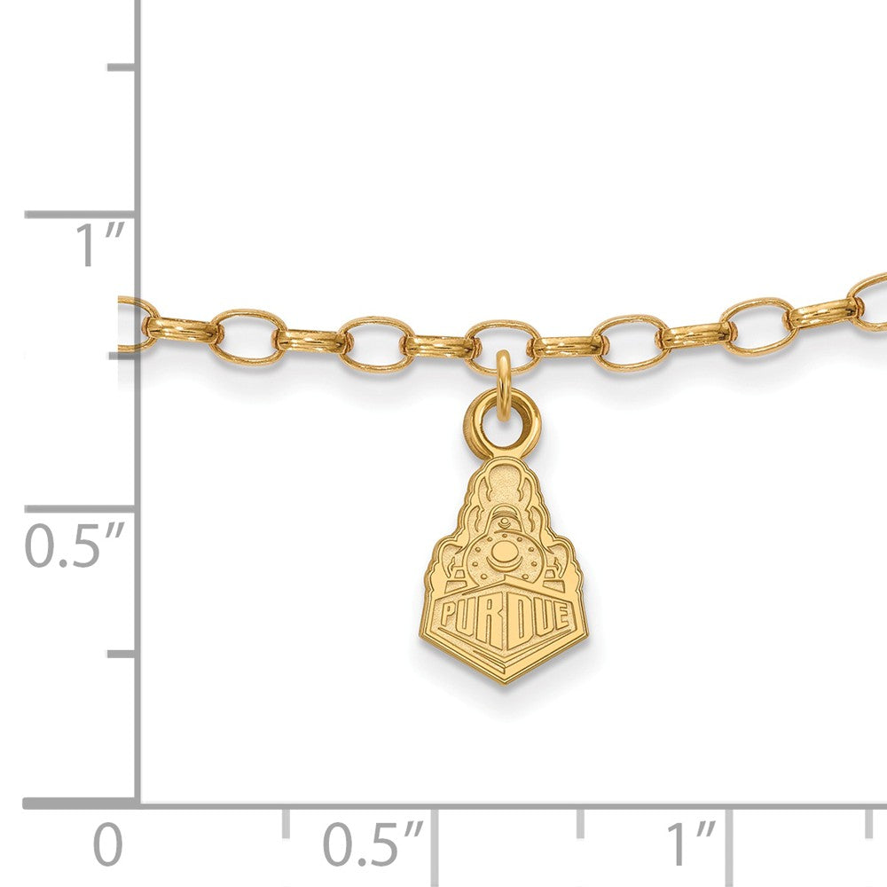 Alternate view of the 14k Gold Plated Sterling Silver Purdue Anklet, 9 Inch by The Black Bow Jewelry Co.