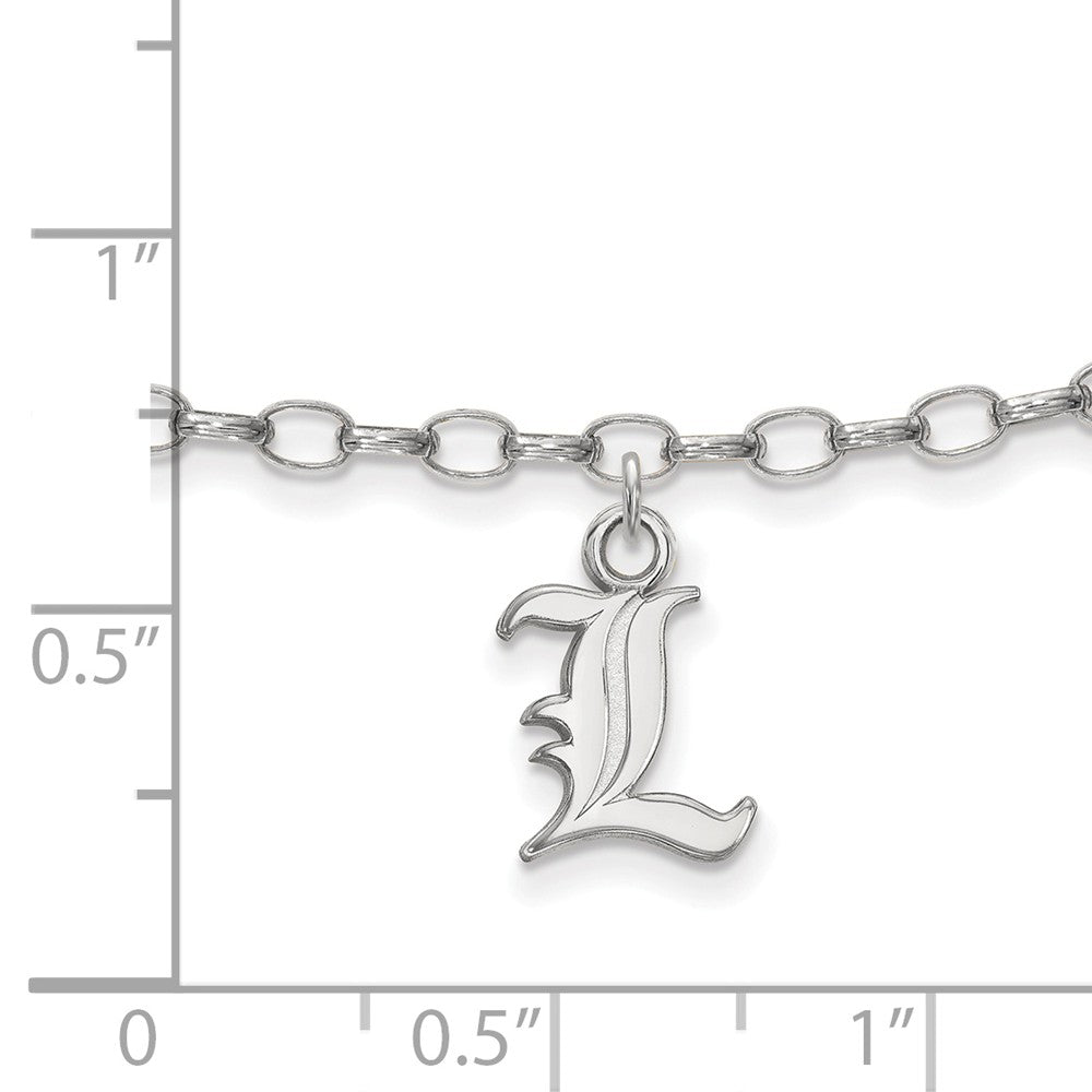 Alternate view of the Sterling Silver University of Louisville L Dangle Anklet, 9 Inch by The Black Bow Jewelry Co.