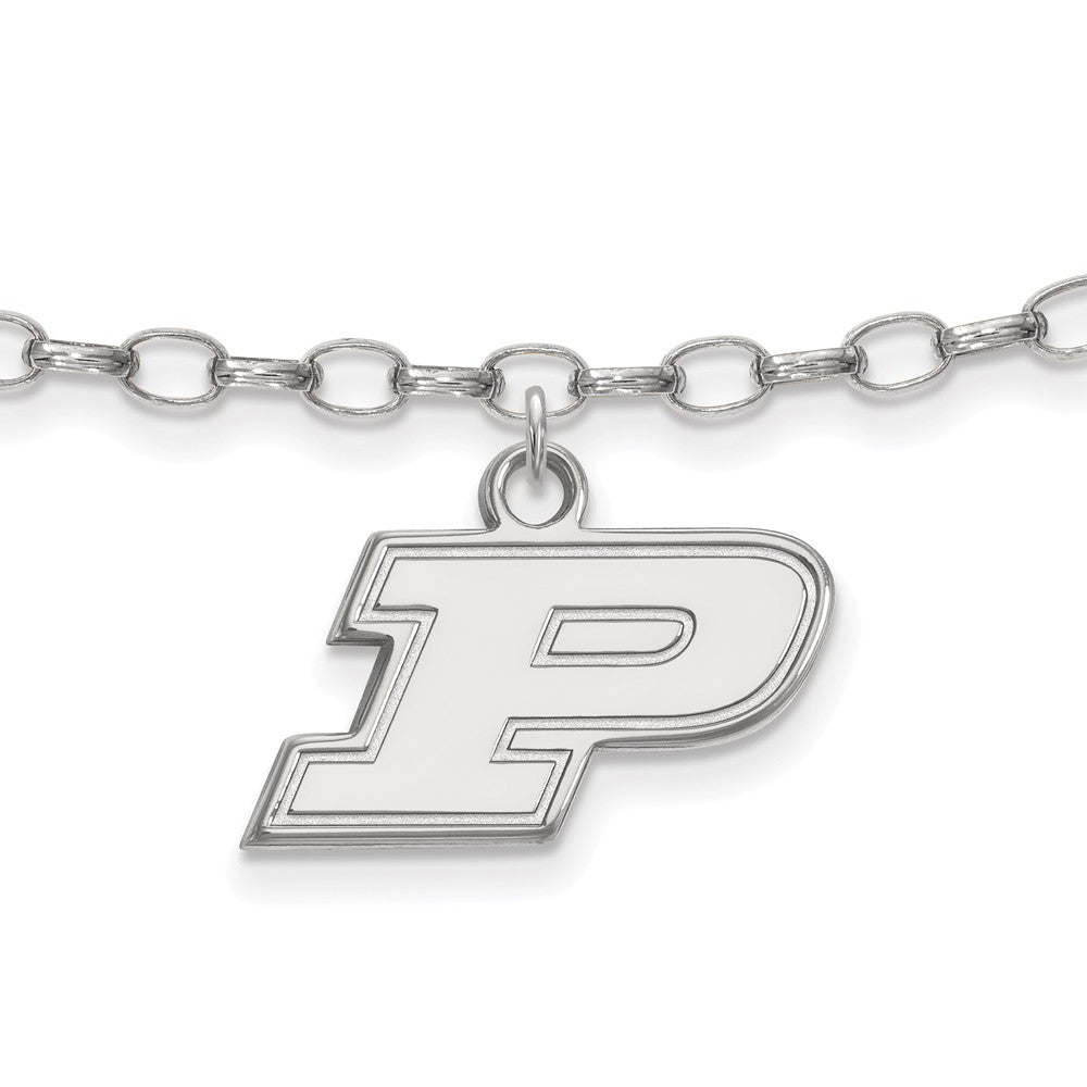 Sterling Silver Purdue P Dangle Anklet, 9 Inch, Item A8765 by The Black Bow Jewelry Co.