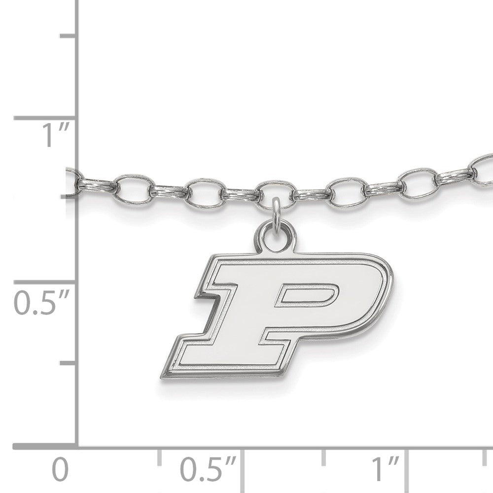 Alternate view of the Sterling Silver Purdue P Dangle Anklet, 9 Inch by The Black Bow Jewelry Co.