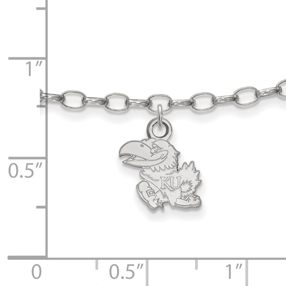 Alternate view of the Sterling Silver University of Kansas Anklet, 9 Inch by The Black Bow Jewelry Co.