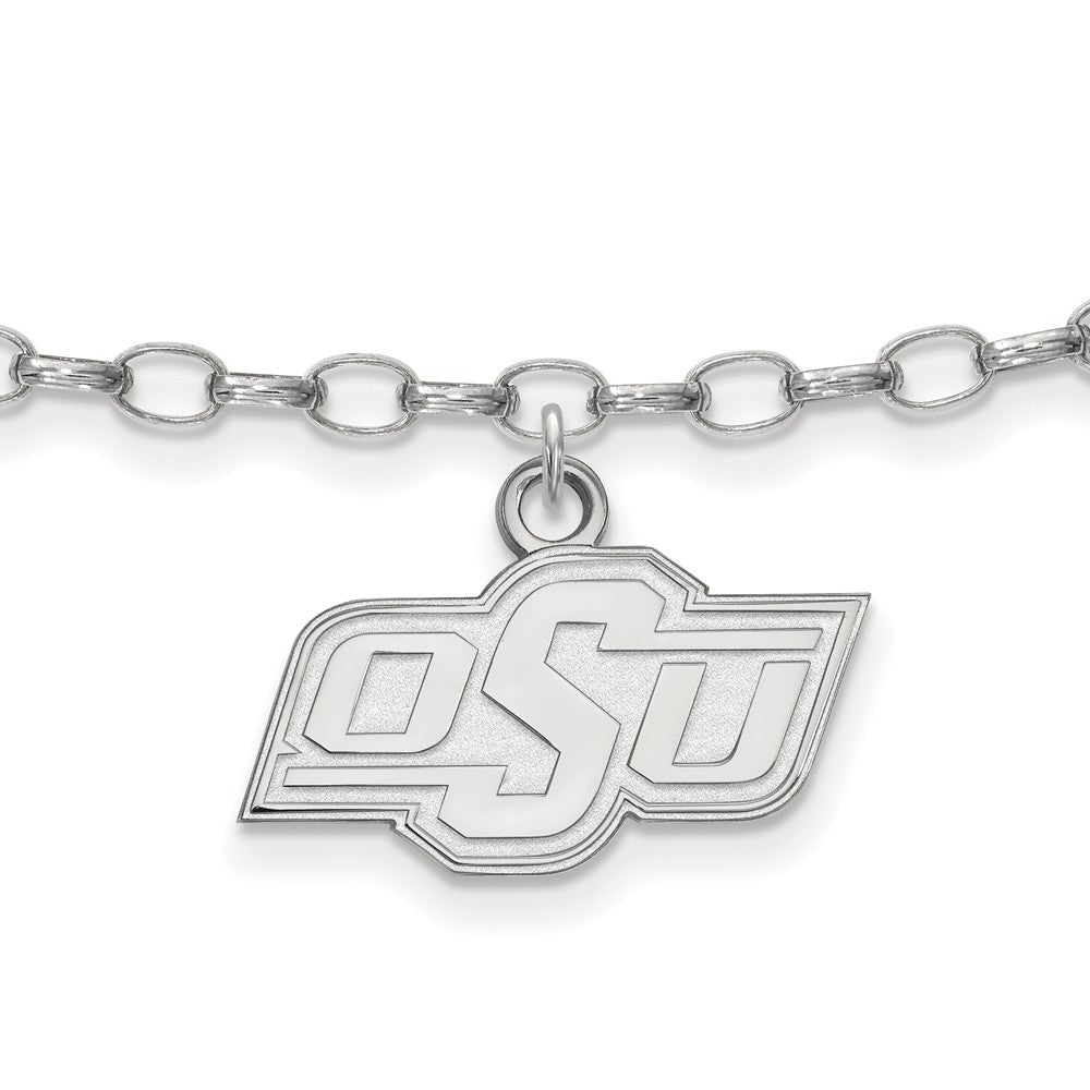 Sterling Silver Oklahoma State University Anklet, 9 Inch, Item A8769 by The Black Bow Jewelry Co.