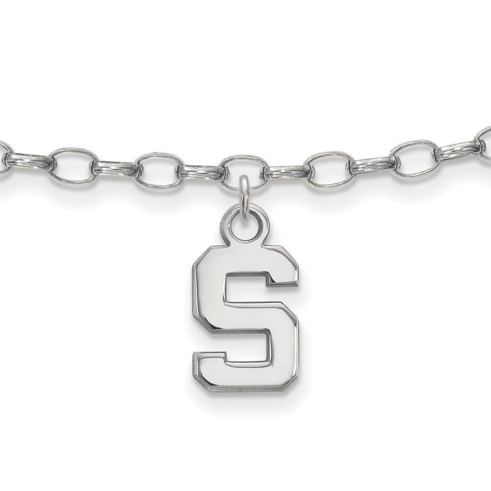 Sterling Silver Michigan State University Anklet, 9 Inch, Item A8776 by The Black Bow Jewelry Co.