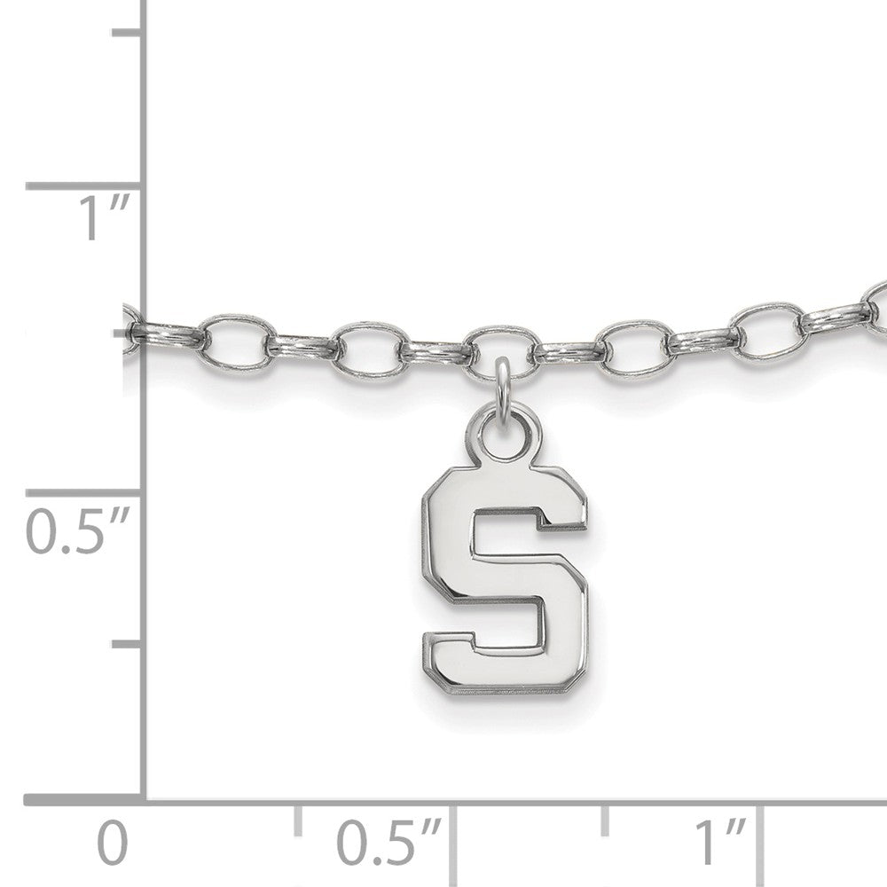 Alternate view of the Sterling Silver Michigan State University Anklet, 9 Inch by The Black Bow Jewelry Co.