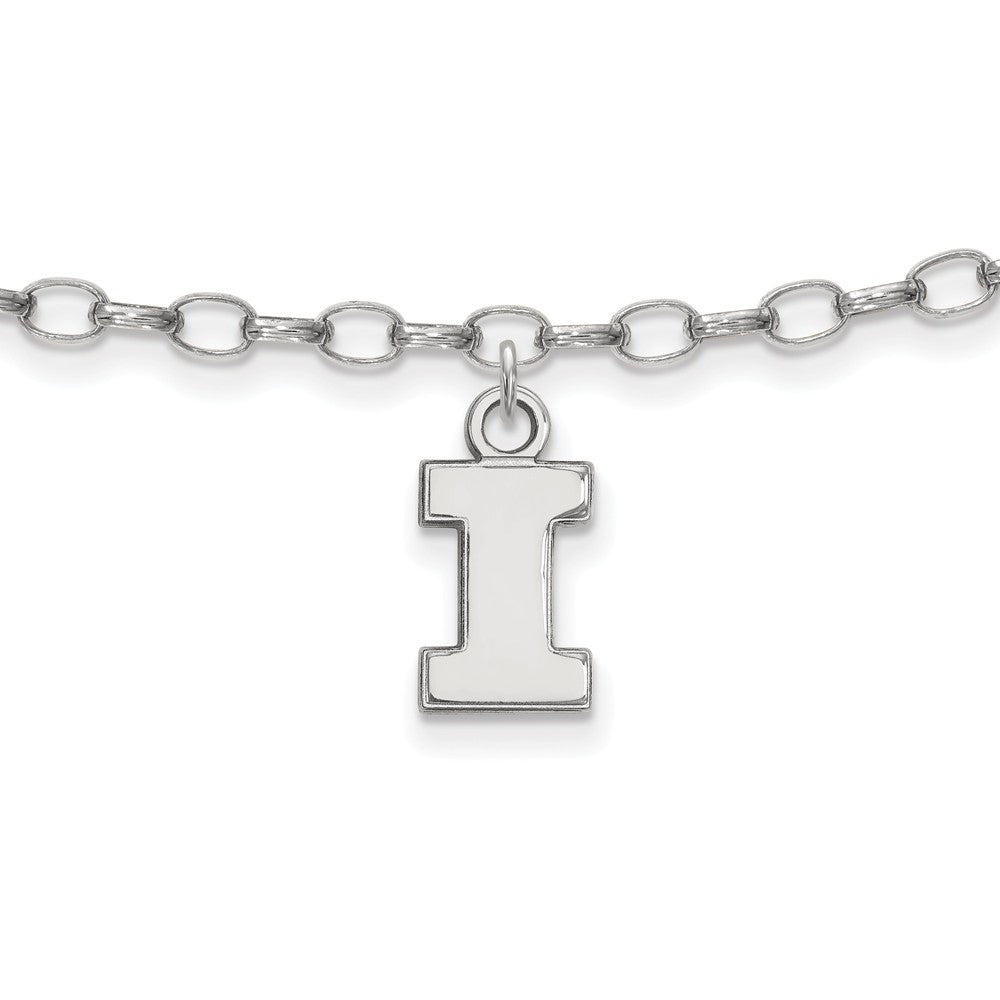 Sterling Silver University of Illinois Anklet, 9 Inch, Item A8785 by The Black Bow Jewelry Co.