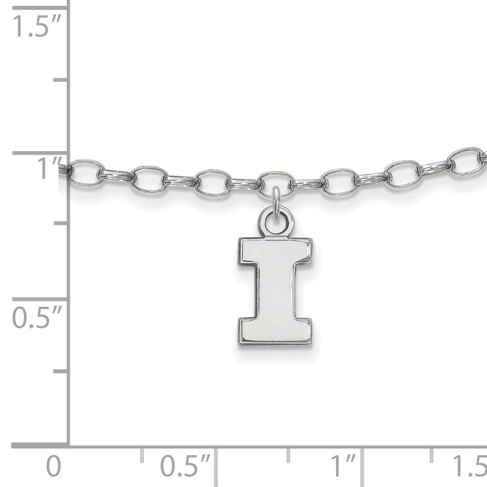 Alternate view of the Sterling Silver University of Illinois Anklet, 9 Inch by The Black Bow Jewelry Co.