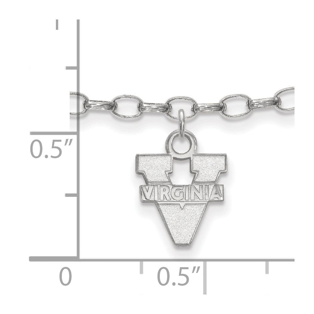 Alternate view of the Sterling Silver University of Virginia Anklet, 9 Inch by The Black Bow Jewelry Co.