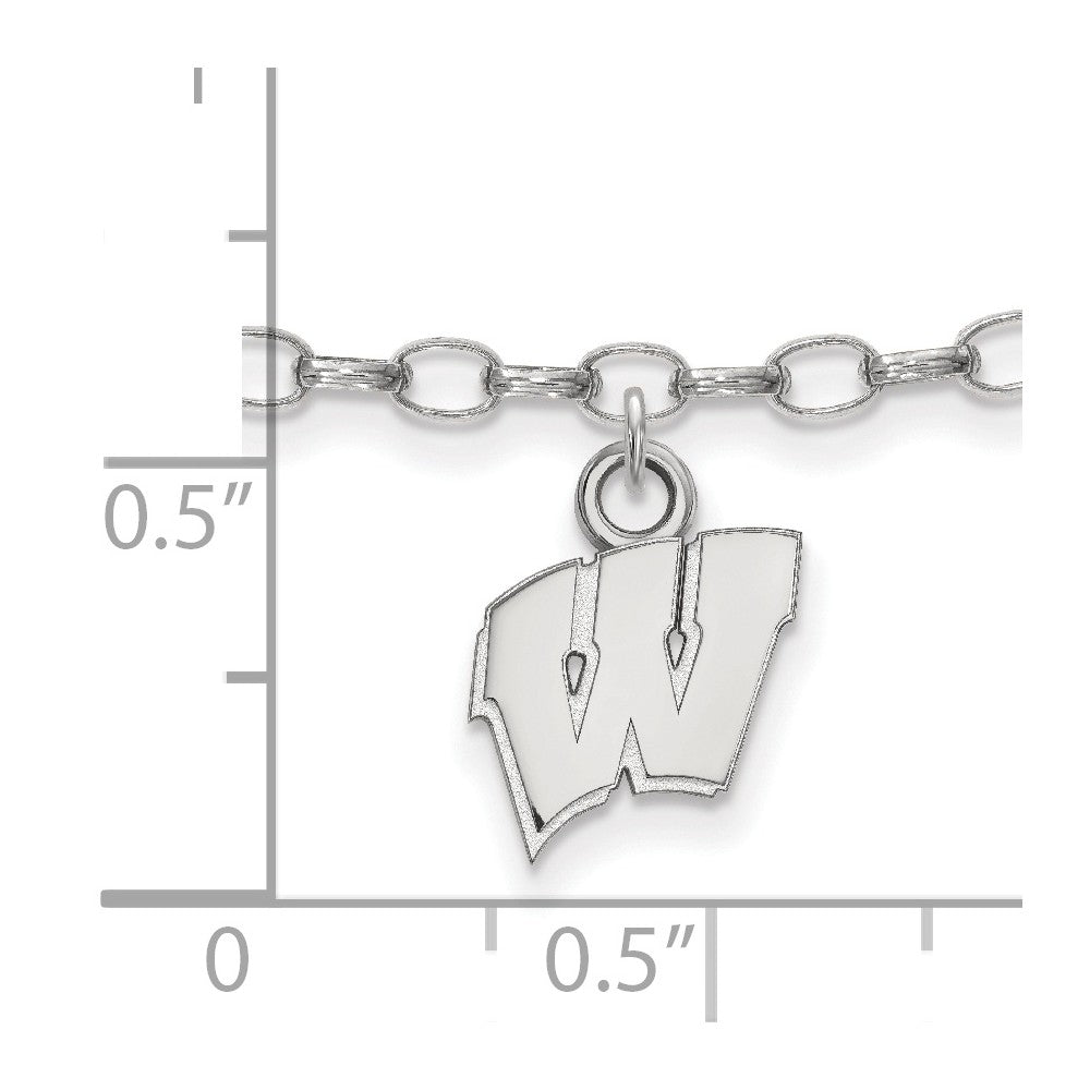 Alternate view of the Sterling Silver University of Wisconsin Anklet, 9 Inch by The Black Bow Jewelry Co.