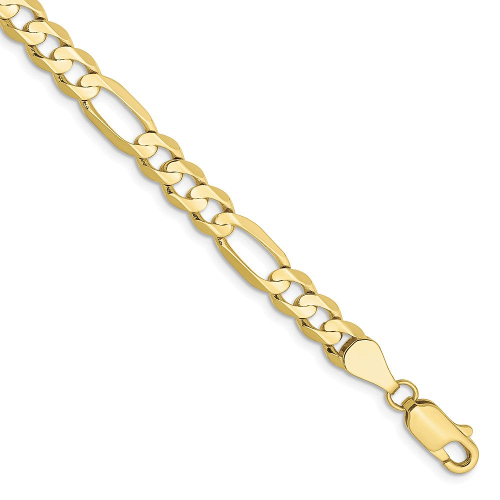 10k Yellow Gold 5.25mm Light Concave Figaro Chain Anklet, 9 Inch, Item A8799 by The Black Bow Jewelry Co.