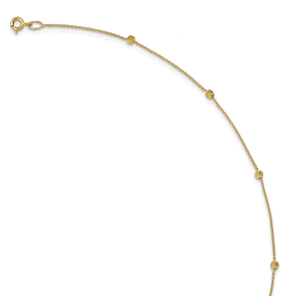 Alternate view of the 14k Yellow Gold Diamond Cut 3mm Beaded Cable Chain Anklet, 10-11 Inch by The Black Bow Jewelry Co.