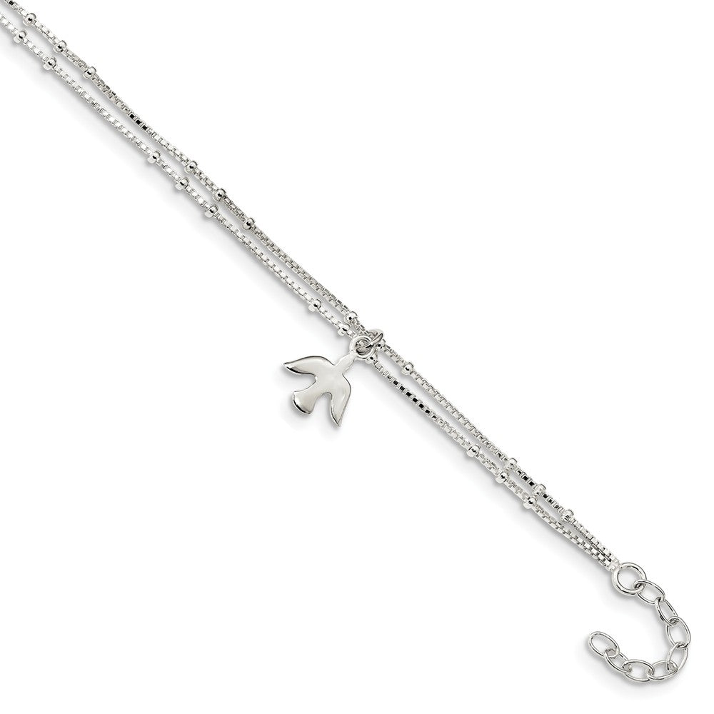 Sterling Silver 2 Strand Dove Box Chain Anklet, 9-10 Inch, Item A8820 by The Black Bow Jewelry Co.